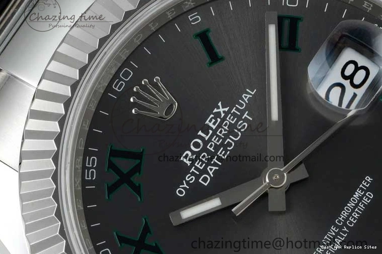 AAA Replica Watches Green 904L on 126334 Gray 41 2285 Steel Bracelet 1:1 Best Edition Dial VR NTF ZeroBulk DateJust Roman Oyster 0122
